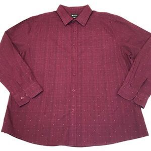 Haggar Shirt XL Mens Red Dots Long Sleeve Button Up